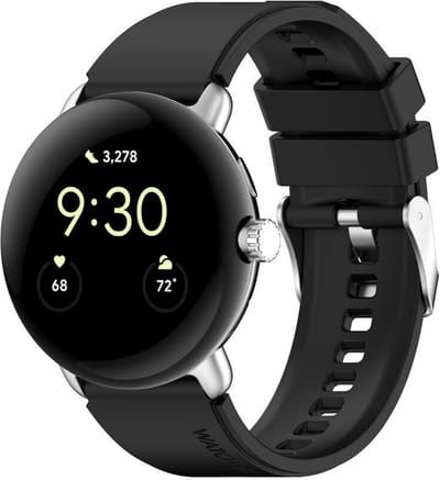 Strap-it Siliconen bandje met gespsluiting geschikt voor Google Pixel Watch 5 (41 mm) / 4 (41 mm) / 3 (41 mm) / 2 / 1 - Zwart
