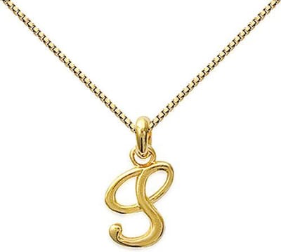 Amanto Ketting Letter S Gold - Zilver Verguld - Alfabet - 10x18mm - 50cm