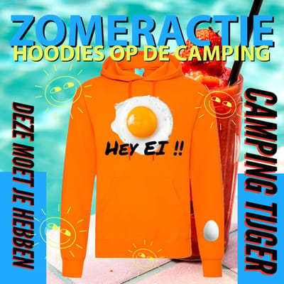 Hoodie camping - Grappige Hoodie Hey ei - Hoodie Oranje - Maat S