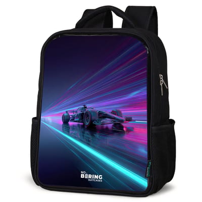 NoBoringSuitcases.com® - Rugzak zwart jongens - Schooltas jongen - NoBoringSuitcases.com® - Rugzak zwart - Schooltas jongen & meisje - Neon - Raceauto - Lichtstrepen - Paars - Rugtas voor school - Boekentas kind - Schoolrugzak - Kinderrugzak