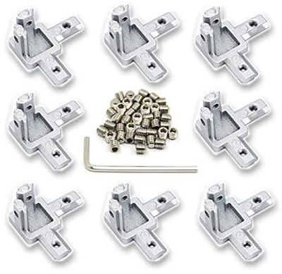Hoekbeugels - Verbindingsstukken - Profielen Verbinden - 3-weg T-profiel - 8 stuks - Zilver