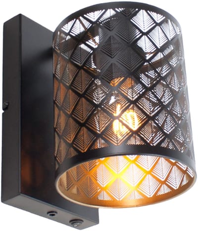Wandlamp | 15 cm | serie Laser | E27 | goud zwart | metaal | decoratieve moderne landelijke romantische sfeerverlichting