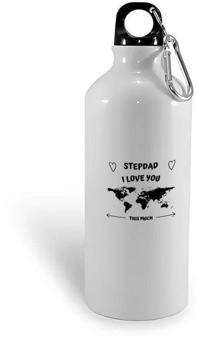 Hacebo® - stepdad I love you this much waterfles - Vader - geweldige stiefvader - liefste stiefvader - verjaardag - cadeau - kado - bedankje - geschenk - water fles - 400ML