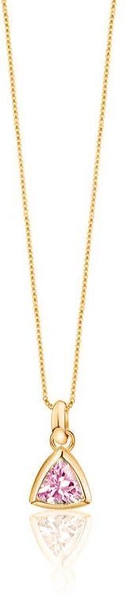 Petit Comité - Ketting Dames Geboortesteen Rozenkwarts Oktober (Goud) - Cadeau Dames