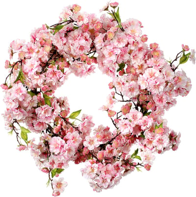 Viv! Home Luxuries Krans Bloemen - Kersenbloesem - roze - Ø50cm