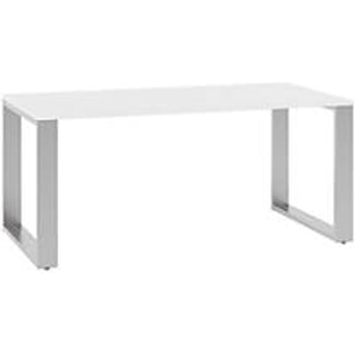 Bureautafel QUANDOS BOX, slede onderstel, rechthoek, B 1600 x D 800 x H 720 - 820 mm, wit