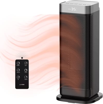 Luvego Elektrische Kachel 2000W - Verwarming - Keramische Ventilatorkachel - Heater - Draaifunctie Oververhittingsbeveiliging - Afstandsbediening & Timerfunctie - Met extra lange kabel - Zwart