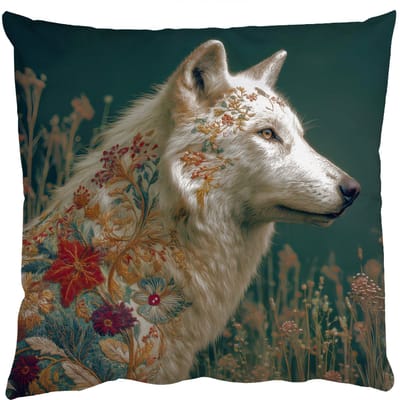 Sierkussens - Kussentjes Woonkamer - 50x50 cm - Wolf - Bloemen - Natuur