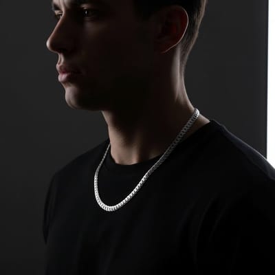 Rvs sieraden - Platte chunky gourmet ketting 8mm - Zilverkleurig staal