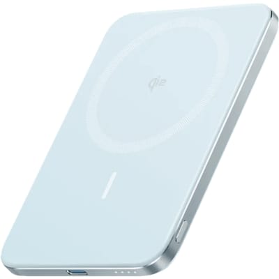 Anker Nano powerbank - dunne magnetische batterij van 5000mAh - Qi2 gecertificeerde supersnelle draagbare oplader van maximaal 15W, compatibel met MagSafe, ergonomisch ontwerp, alleen voor iPhone 17/16/15/14/13/12 - Blauw