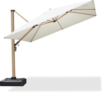 PURPLE LEAF Vierkant Parasol – 360° Draaibaar – met Touwhandvat – UV50+ – Geschikt voor Tuinen – Licht Houten Afwerking