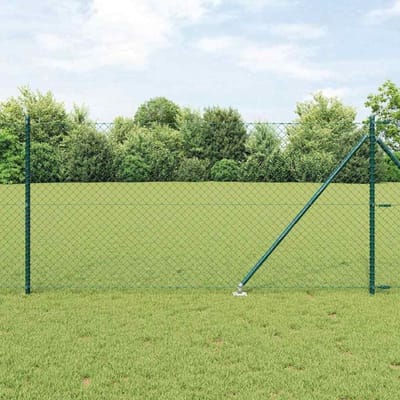 Hekpalen Set - Tuinafsluiting Palen - Tuin Afzetten - Weerbestendig Staal - 4 stuks - Groen