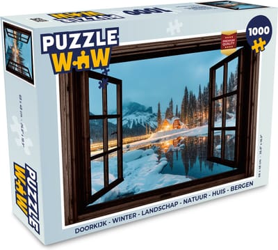 Puzzel Doorkijk - Winter - Landschap - Natuur - Huis - Bergen - Legpuzzel - Puzzel 1000 stukjes volwassenen