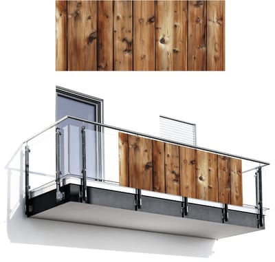 Balkonscherm 300x120 cm - Balkonposter Hout - Planken - Bruin - Balkon scherm decoratie - Balkonschermen - Balkondoek zonnescherm