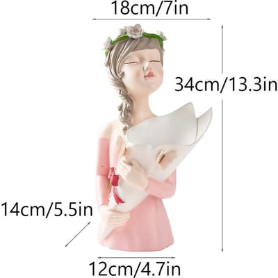 Nordisch Meisje Bloemenarrangement Decoratieve Vaas Ornamenten Unieke Woonopslag Woonkamer Werktafelblad Hars Ambachten Flower Arrangement Girl Vase white
