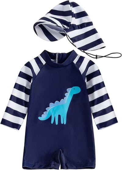 Baby Zonnekleding - Rashguard Babybadpak - Bescherming Tegen Zon - Met Zonnehoed - 1 Stuk - Eendelig