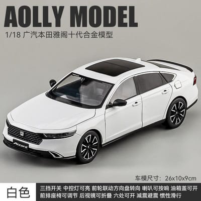 1:18 Honda Accord 10e Generatie Sport Sedan Legering Metaal Diecast Modelauto Huisdecoratie Bureau Display Ornament Simulatie Cadeaus
