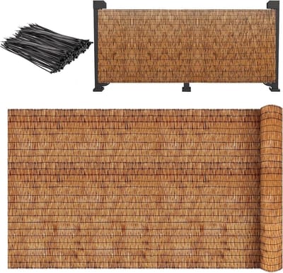 Rieten Schutting - Privacyhek Bamboe - Balkon Afschermen - Natuurlijk Riet - 180x900 cm - Naturel Bruin