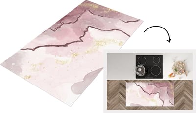 Keukenloper - Loper keuken - Marmer - Roze - Wit - 120x60 cm - Keukenloper vinyl