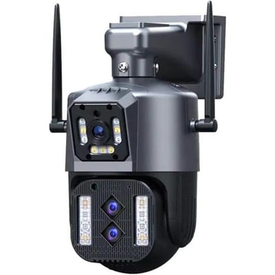 Nieuwe 12MP 6K IP WiFi Buitencamera PTZ Drievoudige Lens Dubbel Scherm 10x Hybride Zoom Auto Tracking Waterdichte Beveiligingscamera Waterdichte Beveiliging EU Plug