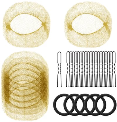 Haaraccessoires set - Haarklemmen - Haarelastiekjes / Scrunchie -Lichtbruin 30 stuks + 40 U-haarklemmen + 5 haarbandjes – 66g -Geschikt voor kort en fijn haar.