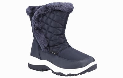 Cotswold Butterrow Textiel Dames Marineblauwe Winterlaarzen Halverwege De Kuit