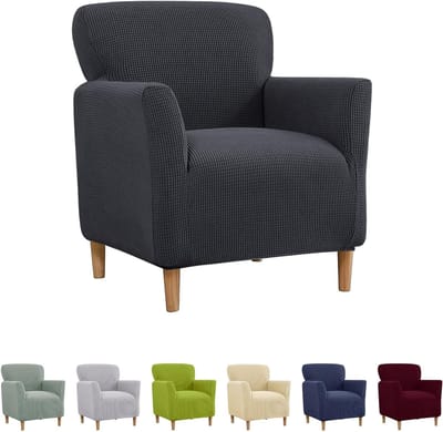 Elastische Velours Stoelhoezen voor Beklede Stoelen - Universele Bescherming voor Woonkamer en Kantoor - Zacht en Duurzaam (Donkergrijs)