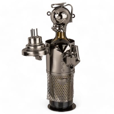 Dailygoods- Wijnflessenhouder Uniek - Verjaardag Cadeau - Geschenken Verpakking - Taart Presentatie - Metalen Ontwerp - 26 x 12 cm - Wijngeschenk