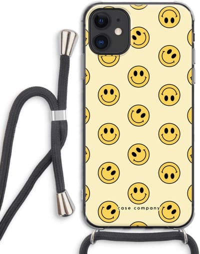 Case Company® - Hoesje met koord geschikt voor iPhone 11 hoesje met Koord - Smiley N°2 - Telefoonhoesje met Zwart Koord - Bescherming aan alle Kanten en Over de Schermrand