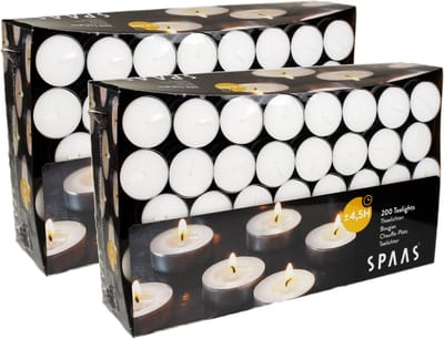 Spaas Theelichten Kaarsen Grootverpakking - Wit - circa 4,5u - Ø3,9cm - 400 stuks
