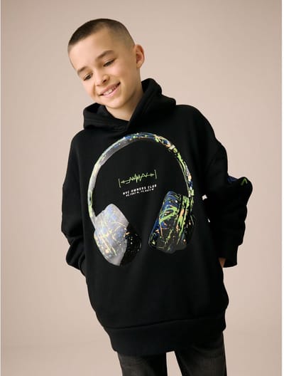 Next - Jongens - Hoodie met Older-print - Zwart