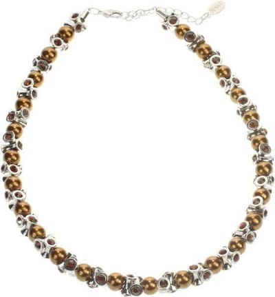Behave - Klassiek parelcollier met steentjes - 41 cm + 5 cm verlengketting