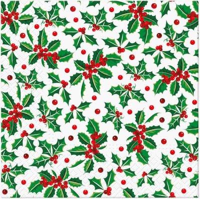 Lunch servetten Holly Pattern - PAW Decor - 33x33 cm