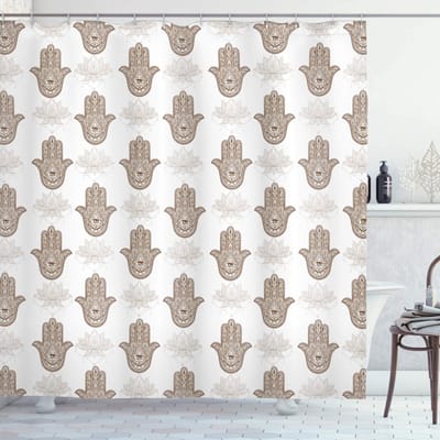 ABAKUHAUS Hamsa – Douchegordijn 175x240 cm – Mandala – Karamel