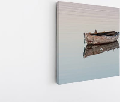 Saammp Canvas Schilderij - Eenzame boot- Abstract - 30x30 - Foto op canvas - Wanddecoratie - Muurdecoratie Woonkamer - Slaapkamer decoratie - Canvas Print