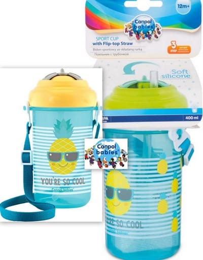 Canpol Babies | bidon met opvouwbare siliconen buis | 400ml | So Cool | geel 12+ m