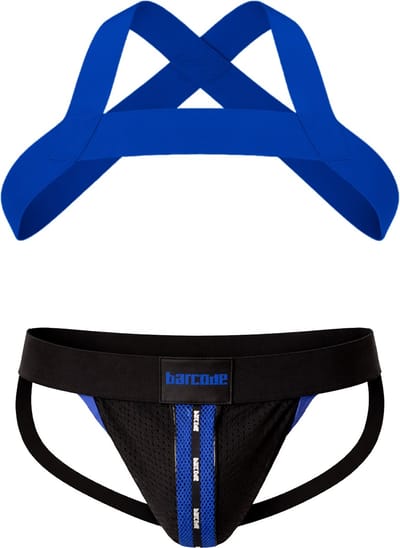 Barcode Berlin Multipack 1x Mesh Jock Tel Black-Blue + 1x Matt Harness Royal - MAAT XL - Heren Ondergoed - Jockstrap voor Man - Mannen Jock