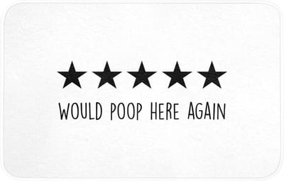 WC mat 80x50 cm - Antislip - Spreuken - Would poop here again - Zwart - Quote - Toiletmat - Vloermat - Douchemat - Toilet tapijt - Toiletmatten