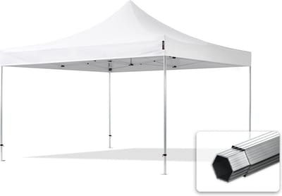 4x4 m Easy Up partytent Vouwpaviljoen PVC brandvertragend, PROFESSIONAL alu 40mm, wit