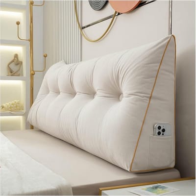Rugkussen Bedbank - Leeskussen Hoofdeinde - Comfortabel Lezen - Zachte Pluche Stof - 98x50x20cm - Meerdere Kleuren