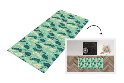 Keukenloper - Loper keuken - Bladeren - Bes - Patroon - Winter - 120x50 cm - Keukenloper vinyl