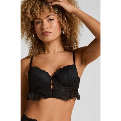 Hunkemöller Dames Lingerie Voorgevormde longline beugel bh Posie - Zwart - maat F70