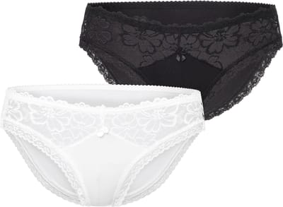 Merry Style Dames Slip Onderbroek - Katoen - Regular Taille - 2-Pack - MS-GAB-92-Hipsters-2P - (2Pack) Zwart/Wit - S