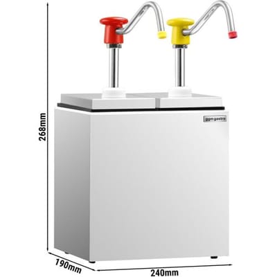 GGM Gastro Saucen-/ Dosierspender - 2x 2,5 Liter - tropfsicherer Auslauf - inkl. Edelstahlgestell
