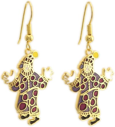 Behave - Oorbellen hanger clown paars goudkleur - Statement retro stijl