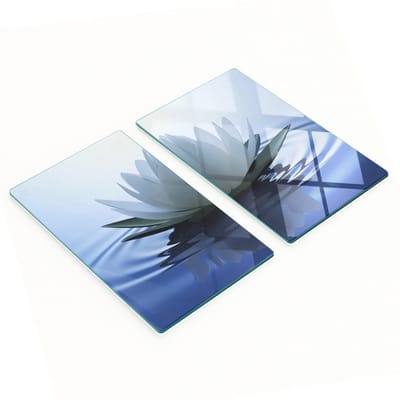 Geharde multifunctionele decoratieve glazen borden met waterleliemotief, 2x30x52 cm