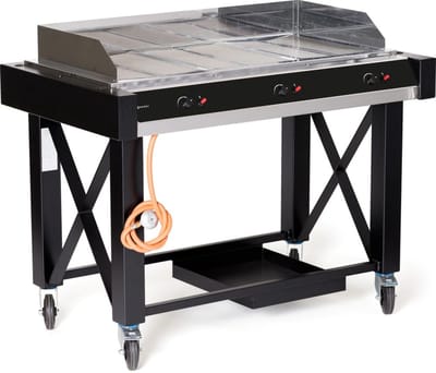 HENDI Gasbarbecue – 3 branders – windbestendig – groot rooster – zwart – 13kW