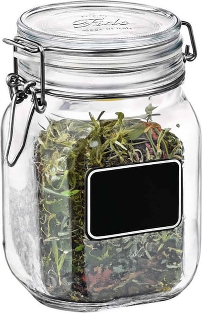 Bormioli Rocco Voorraad/weckpot - glas - transparant - krijtplaatje - 16 x 10,6 cm - 1 L