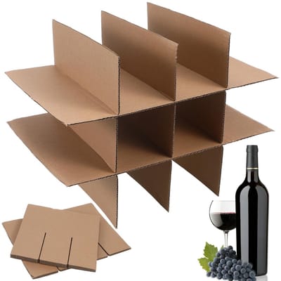 Dailygoods - Angoily 5-delige glazen verdeler voor verhuisdozen, verstelbare scheidingswanden voor veilig transport van breekbare voorwerpen, verzenddozen, installatie toepassing