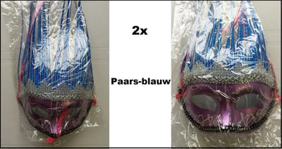 2x Venetiaans masker Italiano blauw/paars - Carnaval Festival thema feest oogmasker fun verjaardag